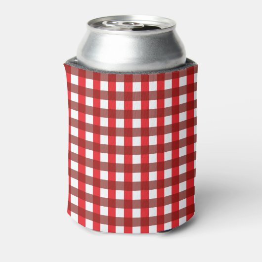 Red and White Gingham Pattern Barbeque Wedding Blikjeskoeler (Blikje Achterkant)