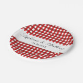 Red and White Gingham Pattern Barbeque Wedding Papieren Bordje (Gekanteld)
