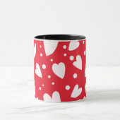 Red and White Heart Pattern | Cute Valentine Love  Mok (Midden)