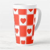 Red and white hearts pattern gift Latte Mug (Angle droit)