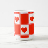 Red and white hearts pattern gift Latte Mug (Centre)