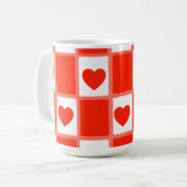 Red and white hearts pattern gift Latte Mug (Devant gauche)