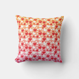 Red and White Hearts Pattern Throw Pillow Kussen