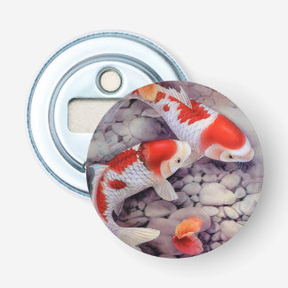 Red and White Koi Fish Pond Button Flesopener