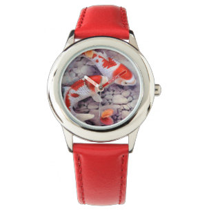 Red and White Koi Fish Pond Horloge