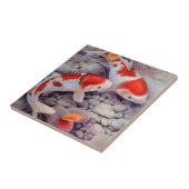 Red and White Koi Fish Pond Tegeltje (Zijkant)