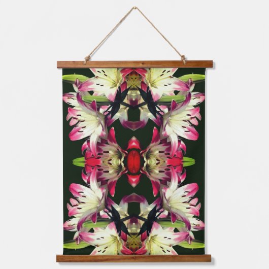 Red and White Lily Flowers Abstract Hangend Wandkleed (Voorkant)