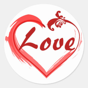 Red and White Love in a Heart Sticker
