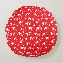 Red and White LOVE Script Rond Kussen