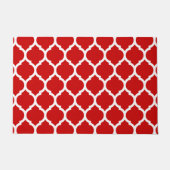 Red and White Moroccan Quatrefoil Pattern Deurmat (Voorkant)