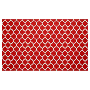 Red and White Moroccan Quatrefoil Pattern Stof