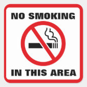 Red and White No Smoking Vierkante Sticker (Voorkant)