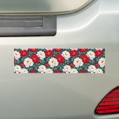 Red and white peony flowers bumpersticker (Op auto)