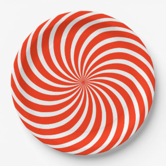Red and White Peppermint Candy Holiday Paper Plate Papieren Bordje
