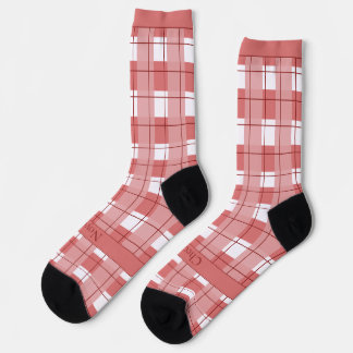 Red and White Plaid, Text on Foot Sokken