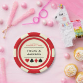 Red and White Poker Chip Las Vegas Wedding Papieren Bordje (Feest)