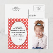 Red and White Polka Dot Birthday Foto Briefkaart (Voorkant / Achterkant)