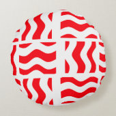 Red and White Pouf Style Round Throw Pillow Rond Kussen (Achterkant)
