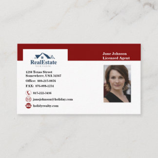 Red and White Real Estate Agent Visitekaartje