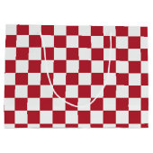 Red and White Retro Check Holiday Groot Cadeauzakje (Achterkant)