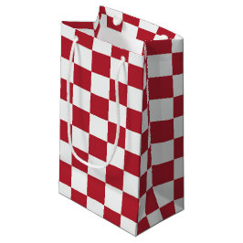 Red and White Retro Check Holiday Klein Cadeauzakje