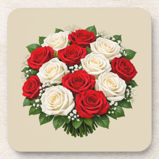 Red and white roses bier onderzetter