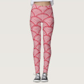 Red and White Scallop Pattern Leggings (Voorkant)