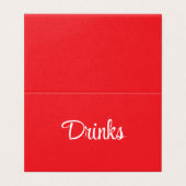 Red and White Script Dessert Buffet Table Card Kaart (Buitenkant ongevouwen)