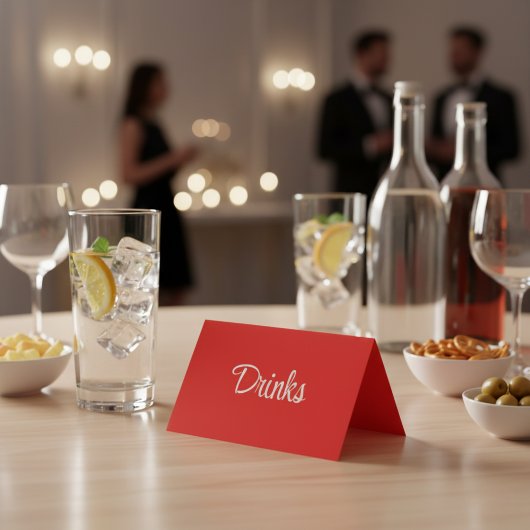 Red and White Script Dessert Buffet Table Card Kaart