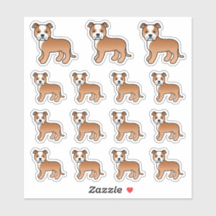 Red and White Staffordshire Bull Terrier Dogs Sticker
