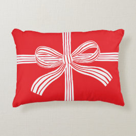Red and White Striped Bow Accent Pillow Kussen