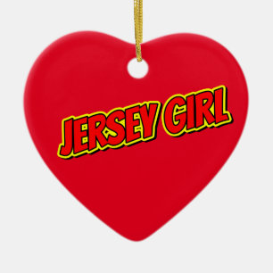 Red and Yellow Comic Jersey Girl Keramisch Ornament