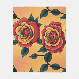 Red And Yellow Roses Fleece Deken