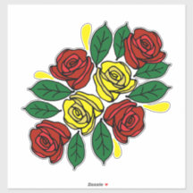 Red and Yellow Roses Folk Art Narrowboat