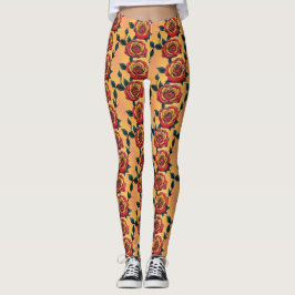 Red And Yellow Roses Leggings