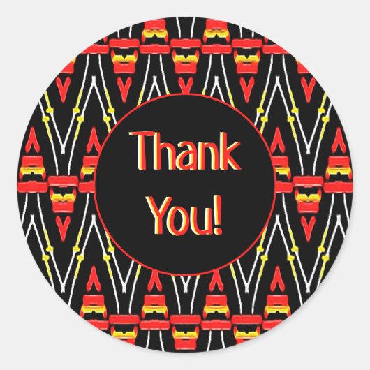 Red and Yellow Tribal Chevron Pattern Bedankt Ronde Sticker (Voorkant)