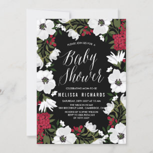 Red Anemone Blooms Baby shower Invitation Kaart