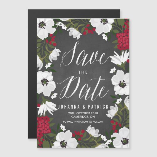 Red Anemone Blooms Save the Date Magnets Magnetische Uitnodiging (Voorkant / Achterkant)