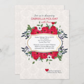 Red Anemones Invitation Kaart (Voorkant / Achterkant)