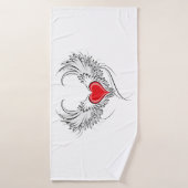 Red Angel Coeur avec ailes (Serviette de bain)