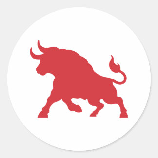 Red Angry Bull Silhouette Ronde Sticker