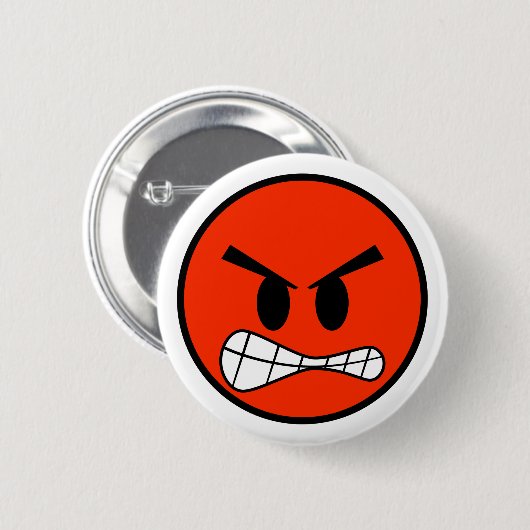 Red Angry Face Emoji Ronde Button 5,7 Cm (Voorkant /achterkant)