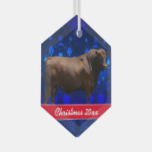 Red Angus Bull kerstkeramiek Glas Ornament (Voorkant Rechts)