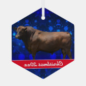 Red Angus Bull kerstkeramiek Glas Ornament (Achterkant)