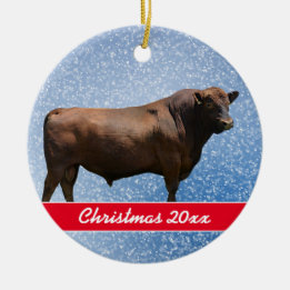 Red Angus Bull kerstkeramiek Keramisch Ornament