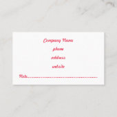 Red Animal Print Visitekaartje (Achterkant)