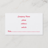 Red Animal Print Visitekaartje (Achterkant)