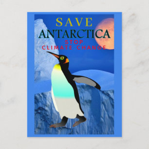 Red Antarctica Keizerspinguïn Volle Maan Gletsjer Briefkaart