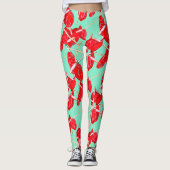Red Anthurium Flowers Motif Champ Leggings (Devant)