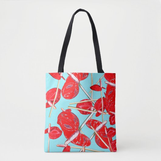 Red Anthurium Flowers Pattern Canvas tas (Voorkant)